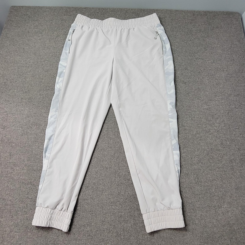 Chicos Zenergy Pants Womens 2 12 Gray‎ UPF 50 Jogger Athletic Stretch Camo Trim